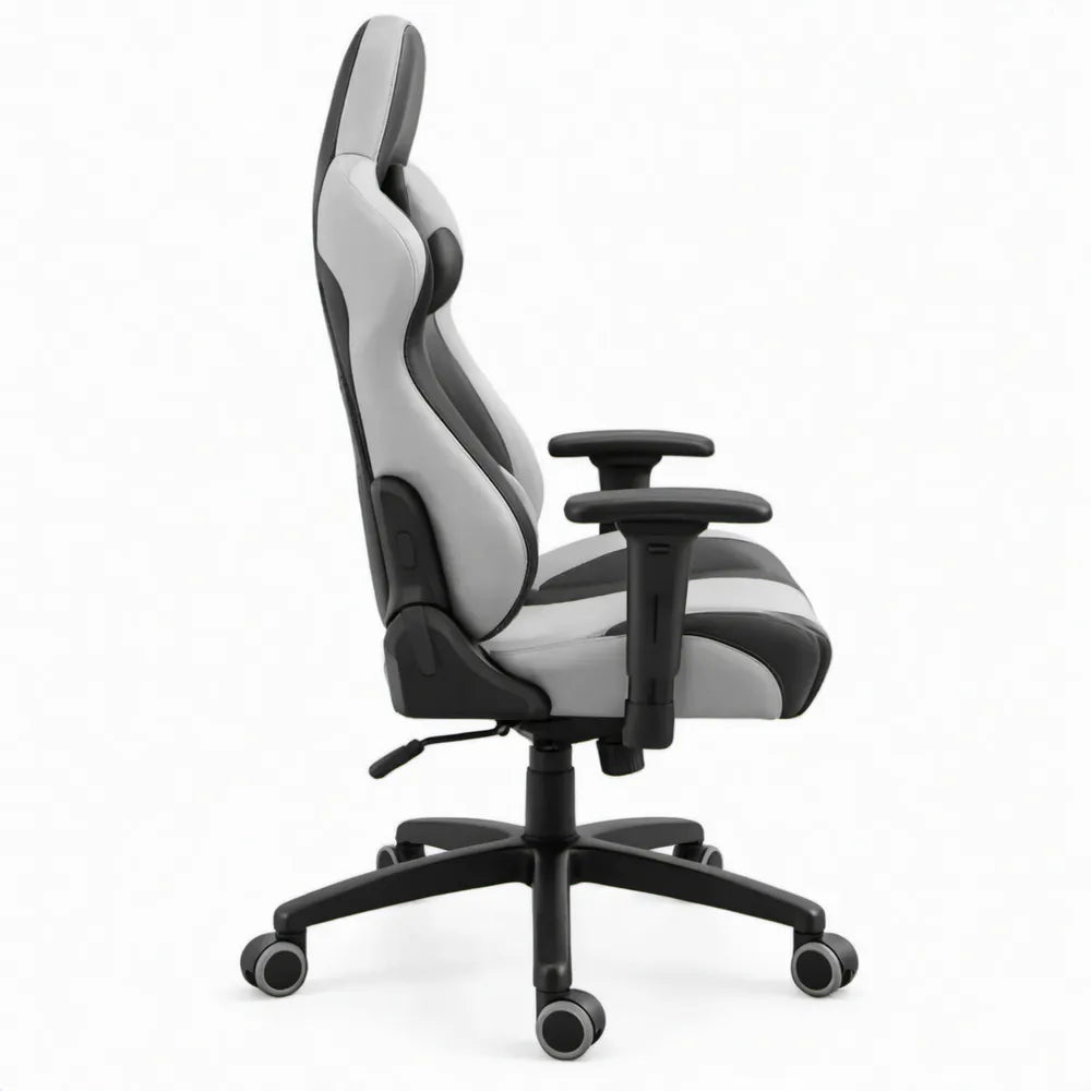 Verstelbare gamingstoel 65 x 65 x 122-132 cm grijs/zwart PU-kunstleer
