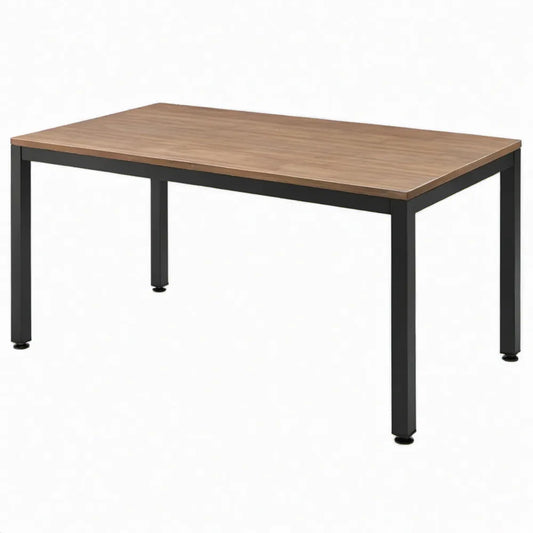 Rechthoekig bureau 160 x 80 x 74 cm walnootbruin met zwart stalen frame