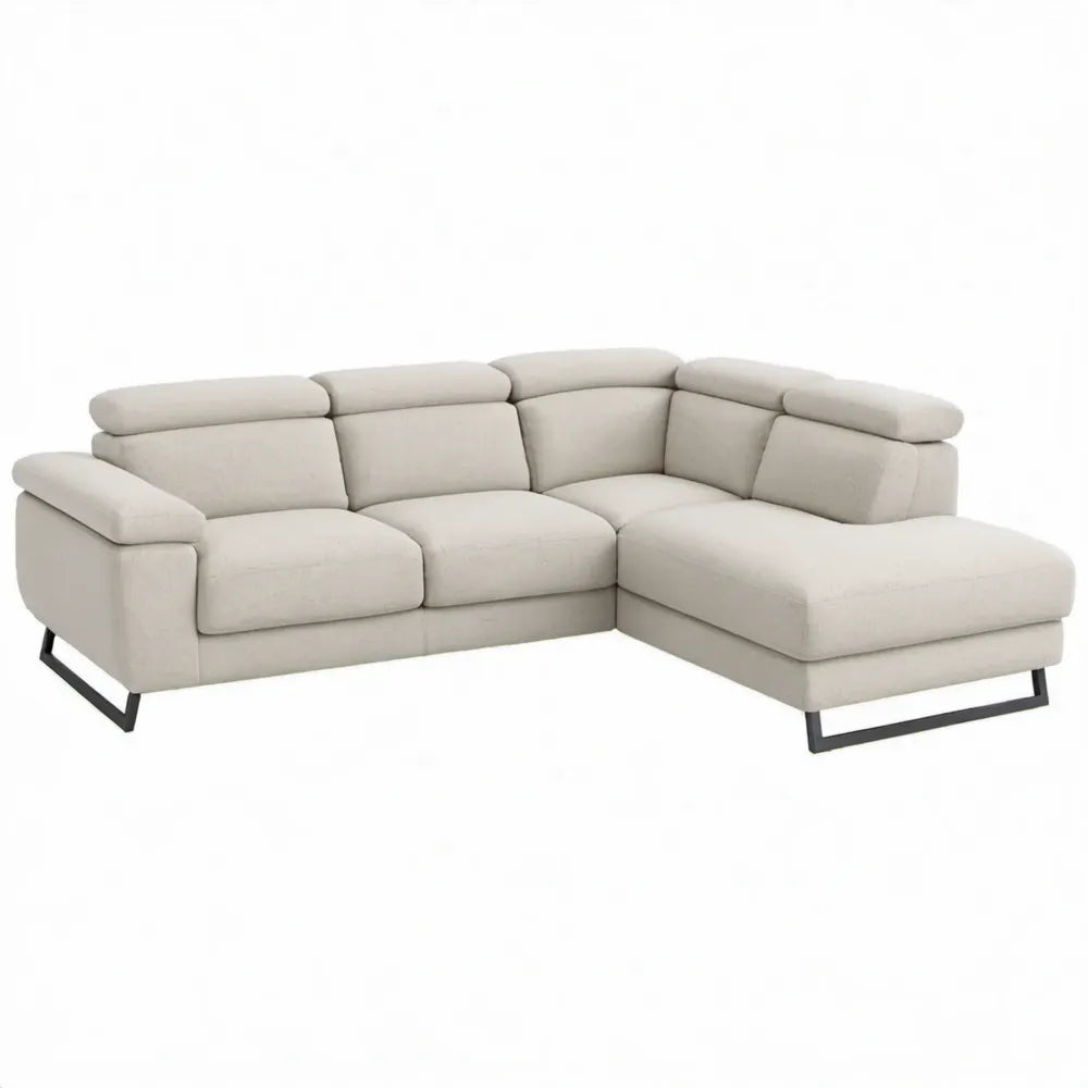 Crèmekleurige L-vormige hoekbank met chaise longue rechts, 275 x 165 x 90 cm