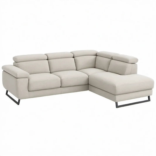Crèmekleurige L-vormige hoekbank met chaise longue rechts, 275 x 165 x 90 cm