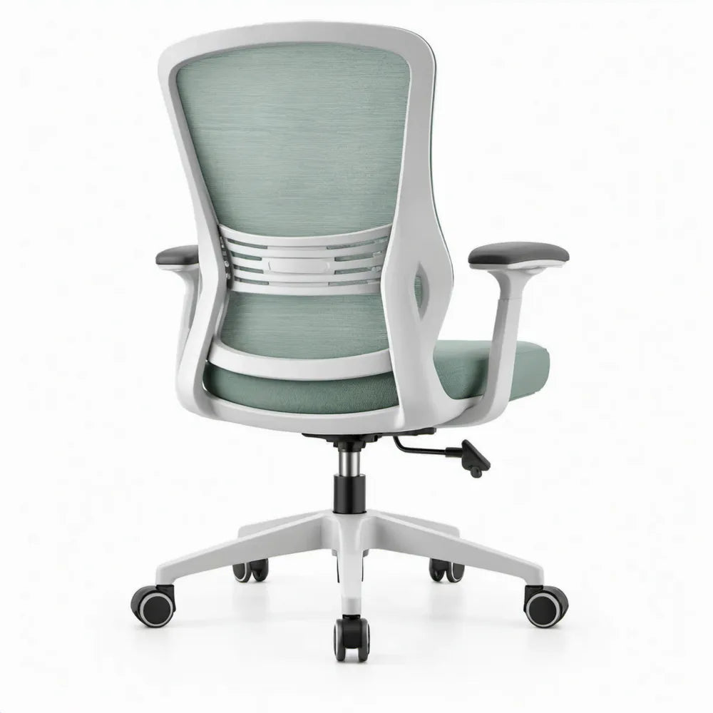 Ergonomische bureaustoel met armleuningen, mintgroen/wit/zwart, 64 x 64 x 96-106 cm