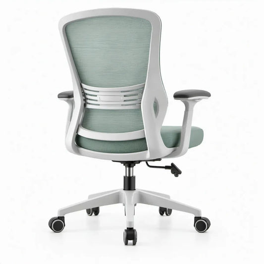 Ergonomische bureaustoel met armleuningen, mintgroen/wit/zwart, 64 x 64 x 96-106 cm