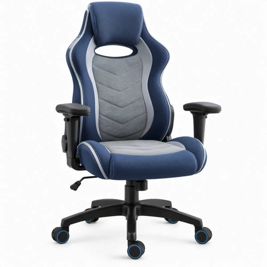 Ergonomische gamingstoel met verstelbare armleuningen blauw/grijs/zwart 66 x 70 x 122-132 cm