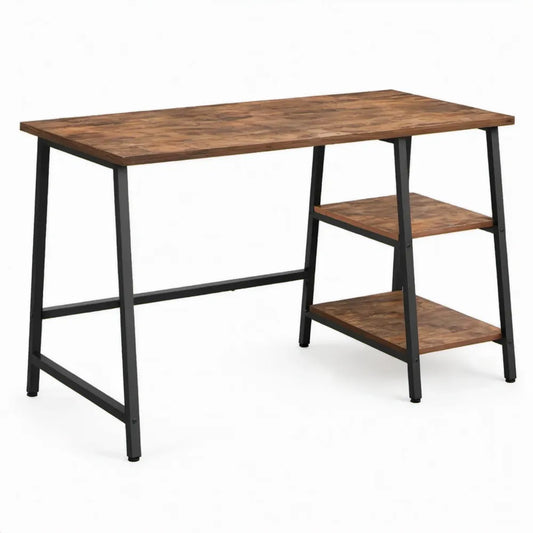 Bureau met 2 opbergplanken 120 x 60 x 75 cm bruin/zwart
