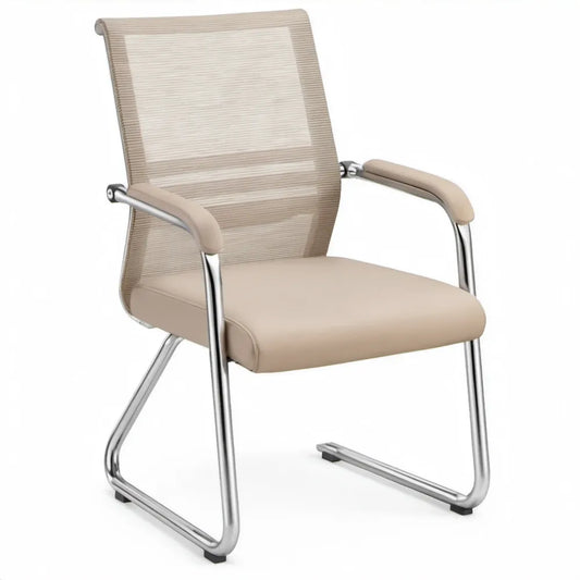 Beige en zilverkleurige vergaderstoel met armleuningen, 58 x 62 x 100 cm