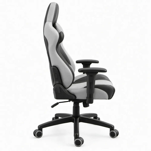 Verstelbare gamingstoel 65 x 65 x 122-132 cm grijs/zwart PU-kunstleer